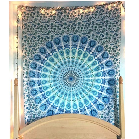 Turquoise Mandala Tapestry - Picture 3 of 4